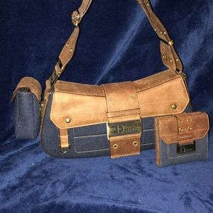 Brown and Jean Dior purse and wallet